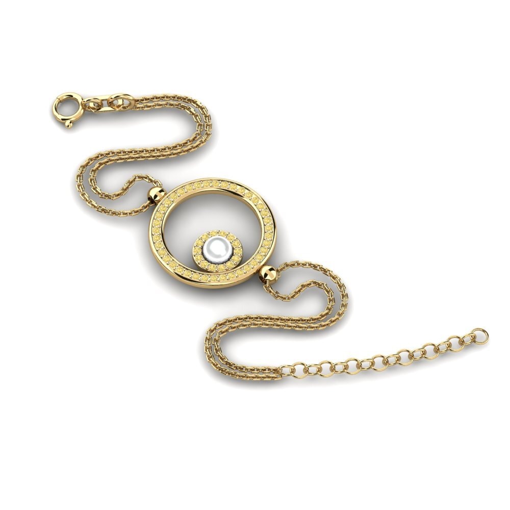 14ct Yellow Gold Yellow Diamond Women's Bracelet Azurite