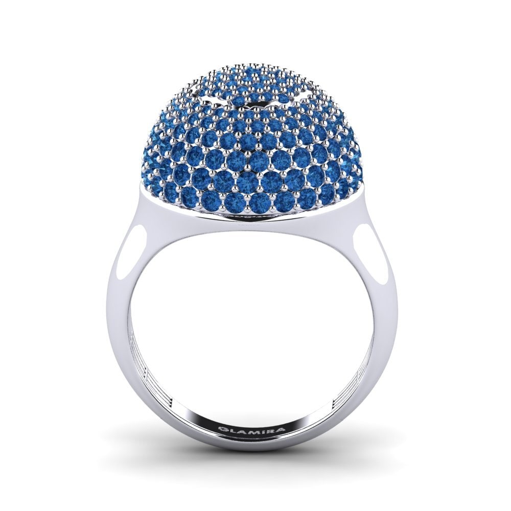 Zircônia azul escuro Anel Bart