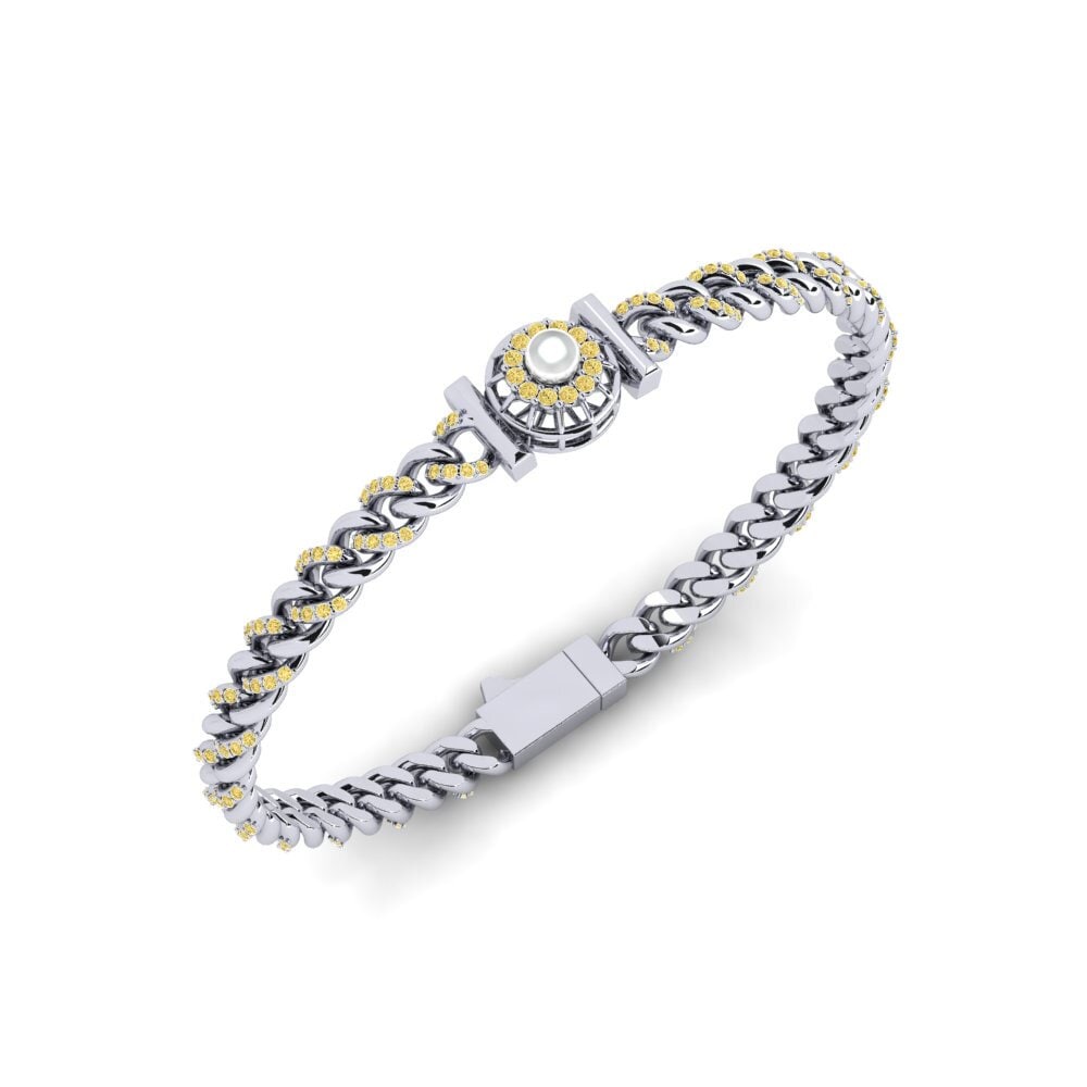 14ct White Gold Yellow Diamond Women's Bracelet Bartows
