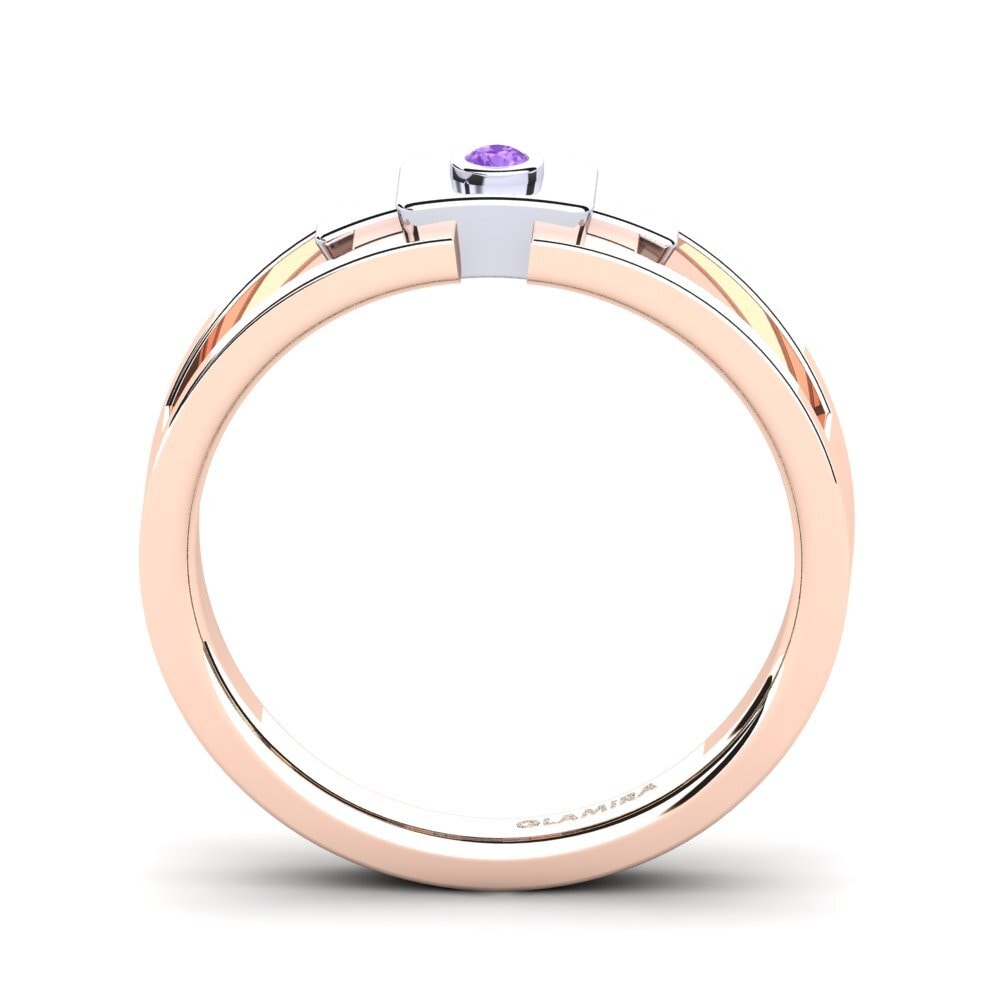 18ct Rose & White Gold Amethyst Men's Ring Beamard