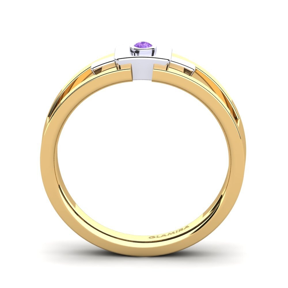 14ct Yellow & White Gold Amethyst Men's Ring Beamard