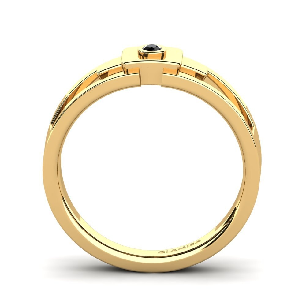 Oro Giallo 585 Onice Nero Anello da uomo Beamard