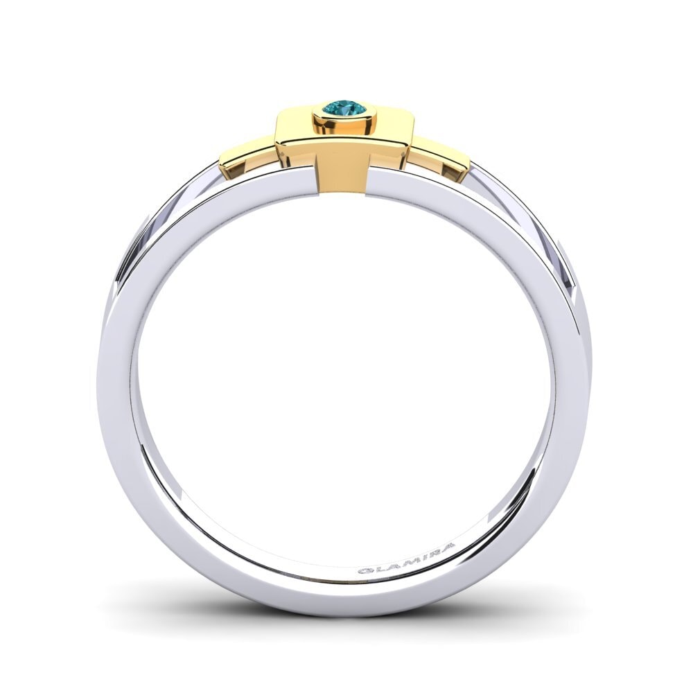 18ct White & Yellow Gold Blue Diamond Men's Ring Beamard