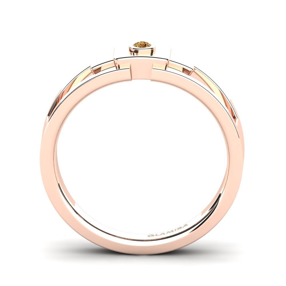 Oro Rosso 585 Diamante Marrone Anello da uomo Beamard
