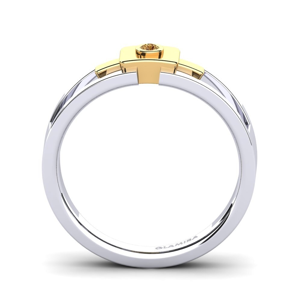 18ct White & Yellow Gold Brown Diamond Men's Ring Beamard