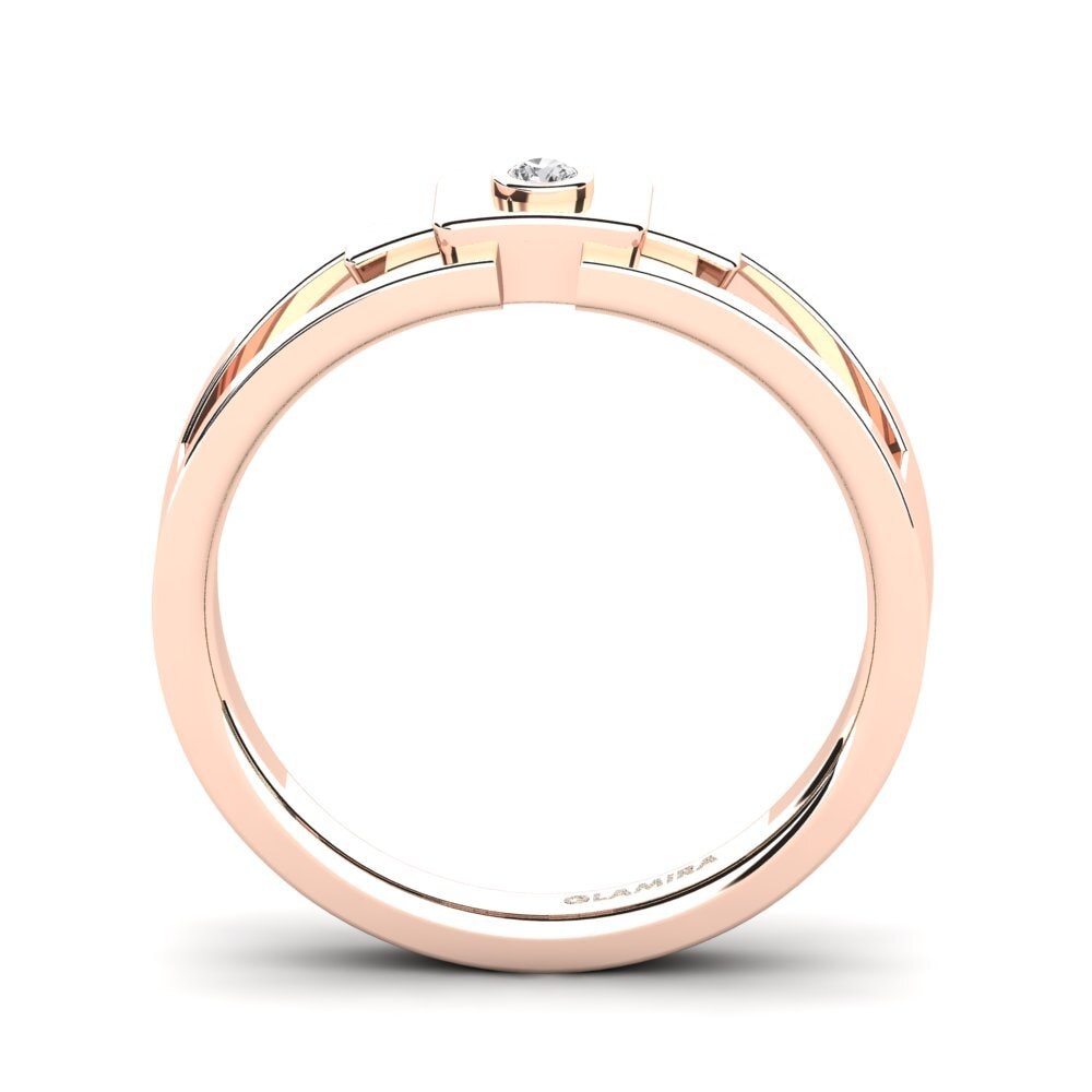 9ct Rose Gold White sapphire Men's Ring Beamard