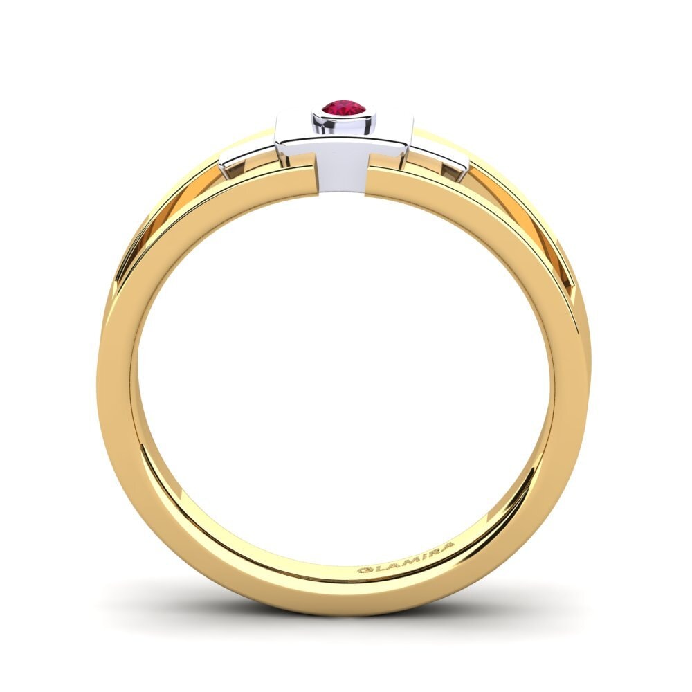 14ct Yellow & White Gold Ruby Men's Ring Beamard