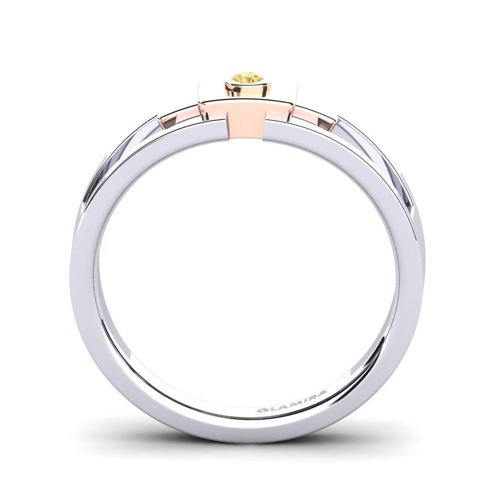 Oro Bianco & Rosso 375 Diamante Giallo Anello da uomo Beamard