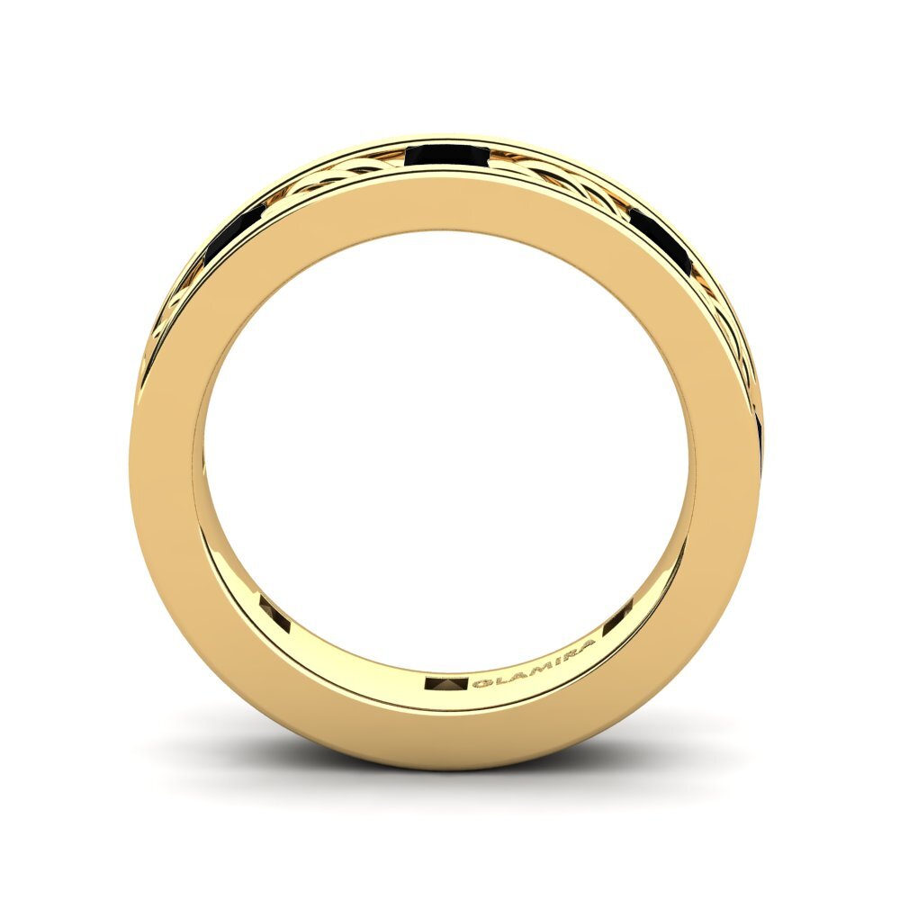 Oro Giallo 585 Onice Nero Anello da uomo Beau