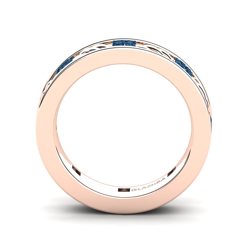 Oro Rosso 585 Diamante Blu Anello da uomo Beau
