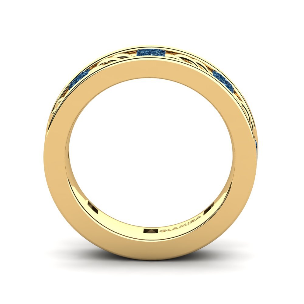 9ct Yellow Gold Blue Diamond Men's Ring Beau