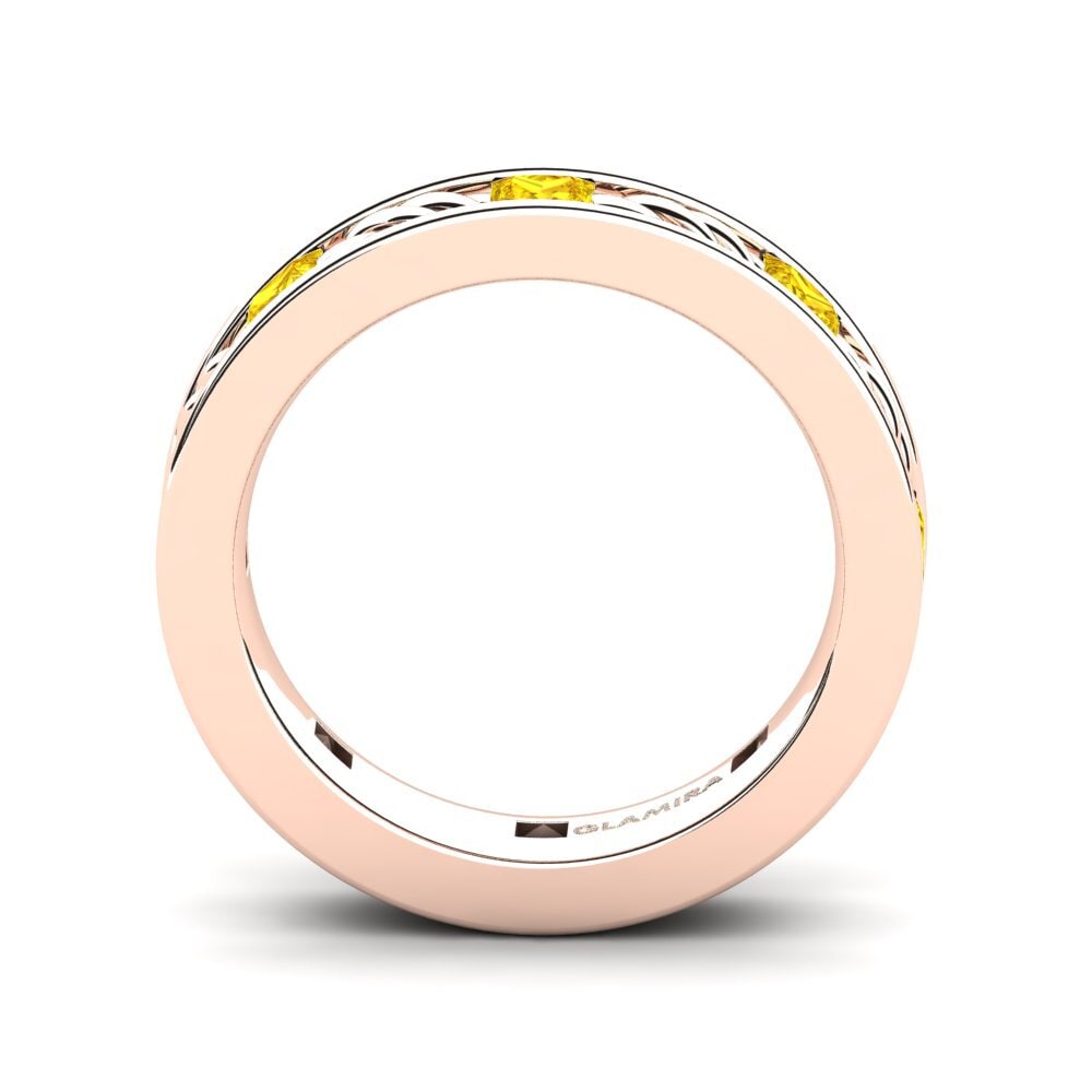 Oro Rosso 585 Zaffiro Giallo Anello da uomo Beau