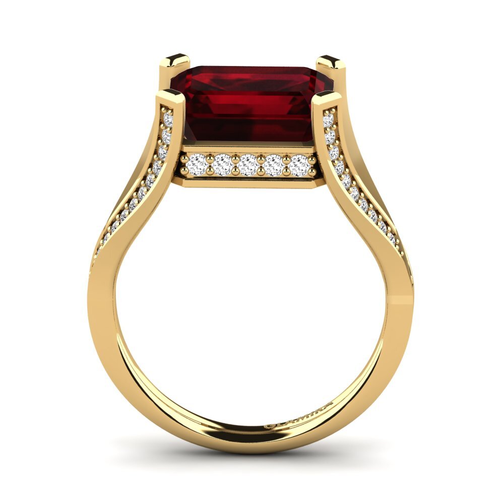 14k Oro Amarillo Granate Anillo de compromiso Beckett
