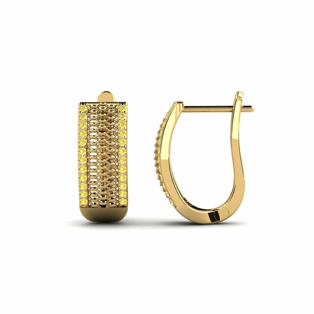 Saphir Jaune Boucle d'oreille femme Beige