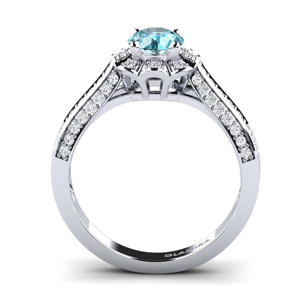 Blue Zircon Engagement Ring Bella