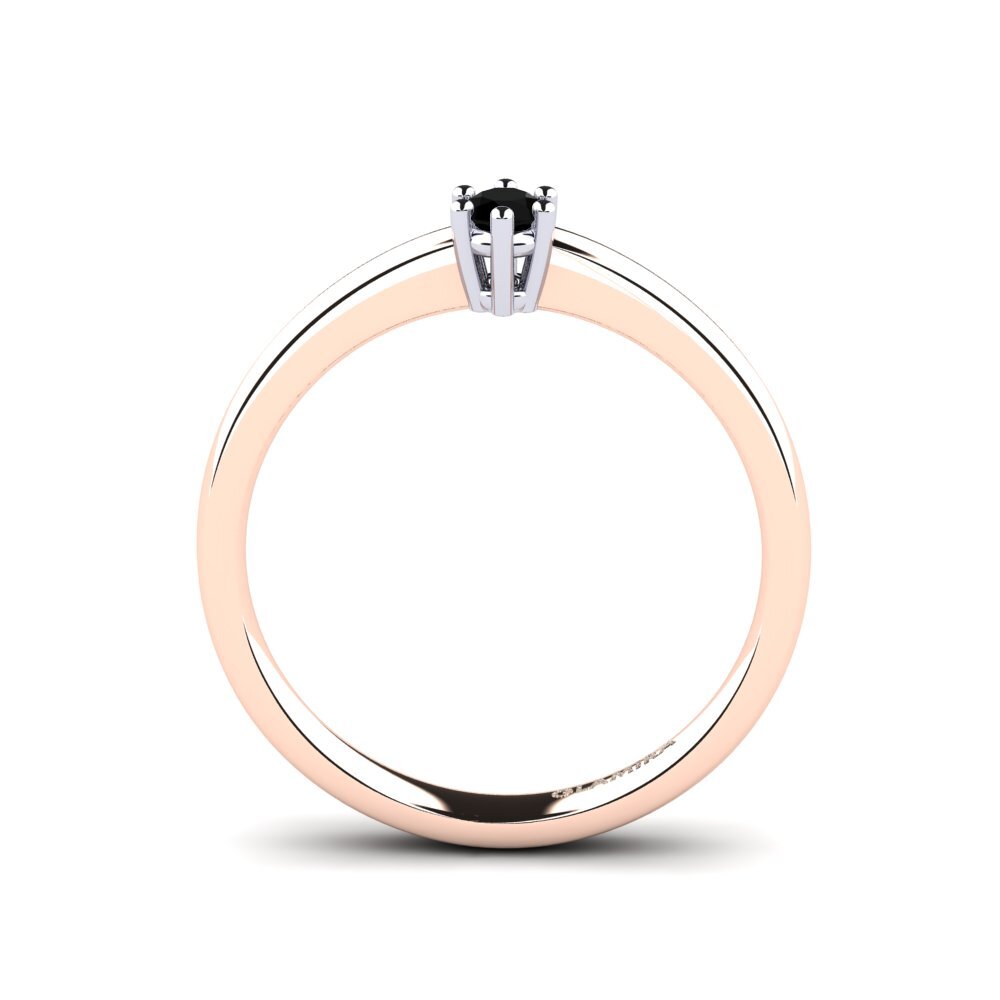 14ct Rose & White Gold Black Onyx Women's Ring Belva 0.1 crt
