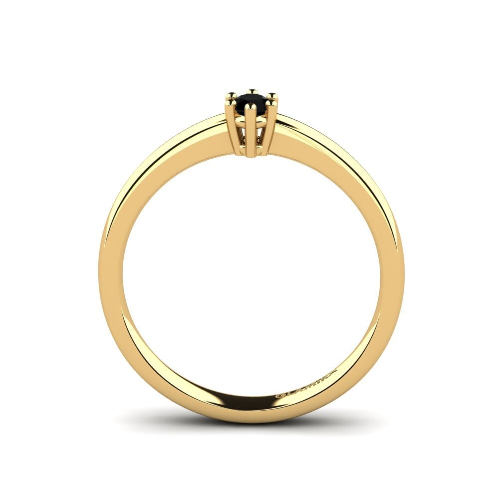 14ct Yellow Gold Black Onyx Women's Ring Belva 0.1 crt