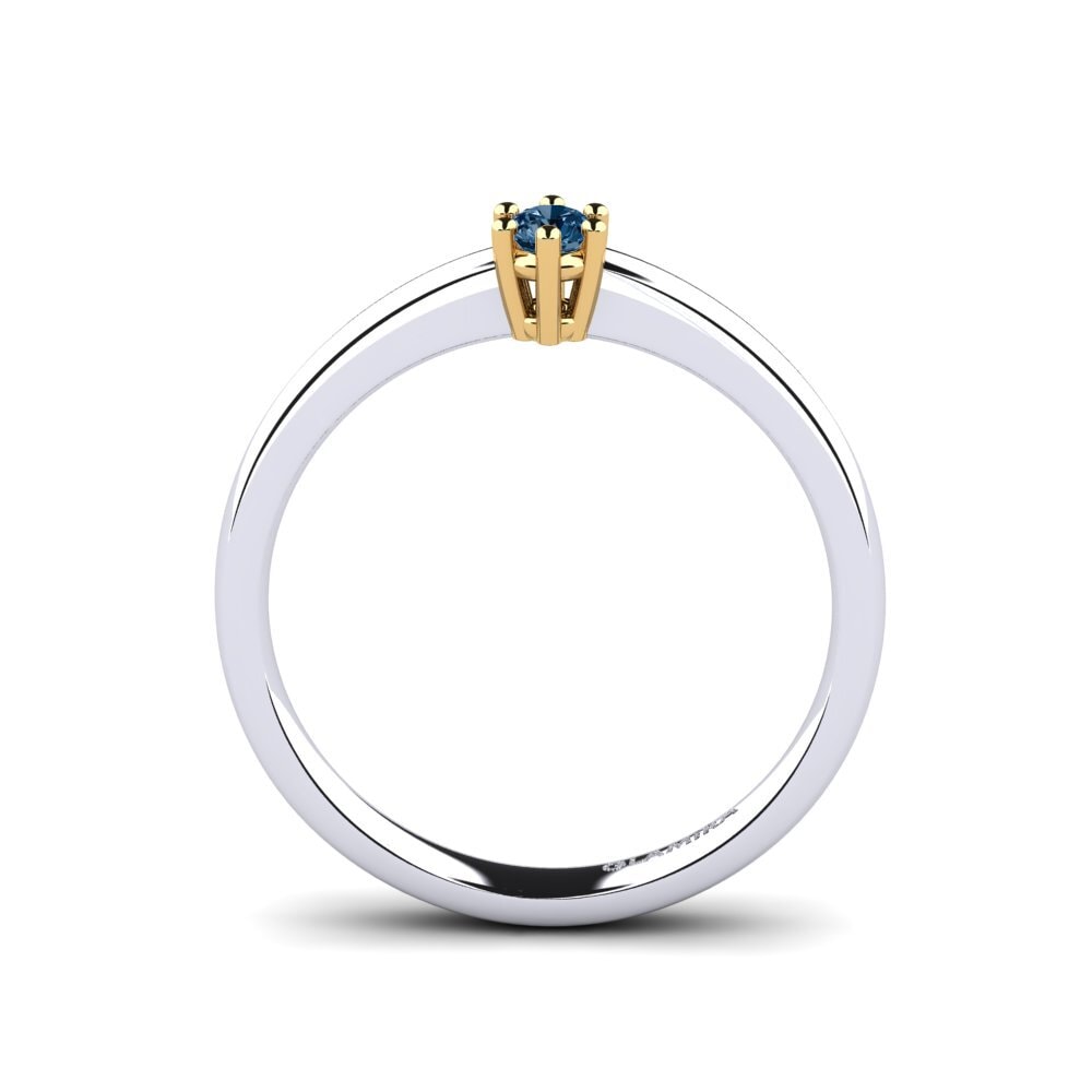 18ct White & Yellow Gold Blue Diamond Women's Ring Belva 0.1 crt
