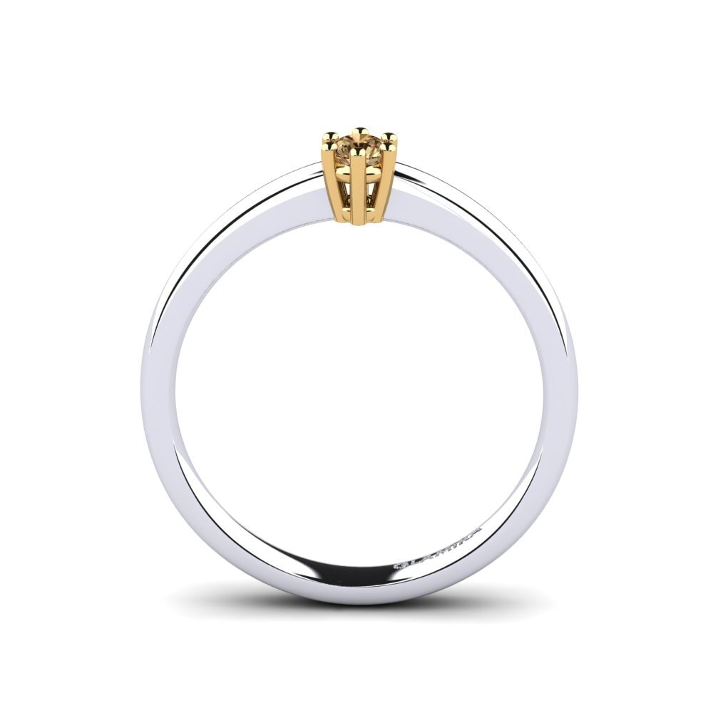 18ct White & Yellow Gold Brown Diamond Women's Ring Belva 0.1 crt