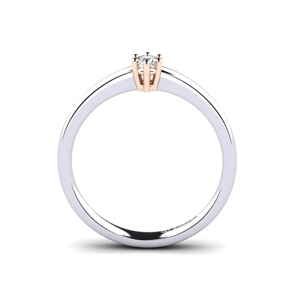 18ct White & Rose Gold White sapphire Women's Ring Belva 0.1 crt
