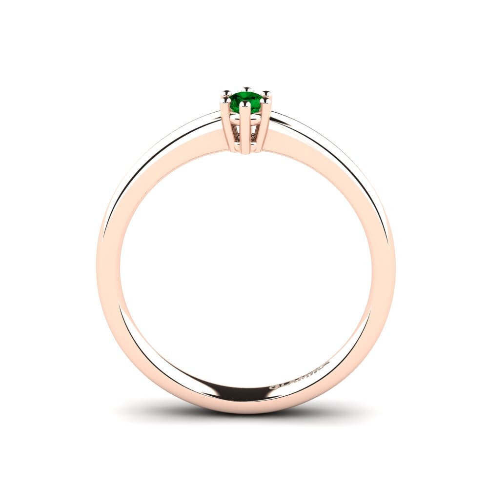 14ct Rose Gold Green Zirconia Women's Ring Belva 0.1 crt