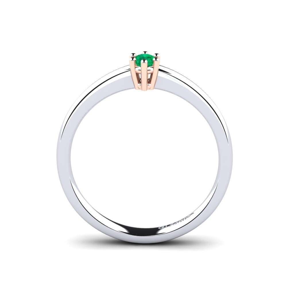 14ct White & Rose Gold Emerald Women's Ring Belva 0.1 crt