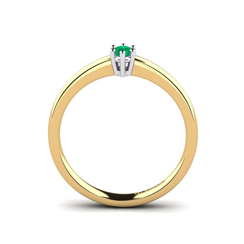 14ct Yellow & White Gold Emerald Women's Ring Belva 0.1 crt