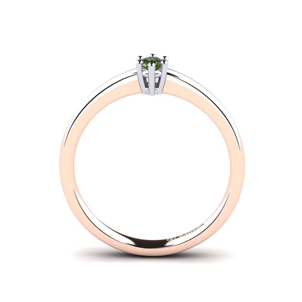 18ct Rose & White Gold Green Sapphire Women's Ring Belva 0.1 crt