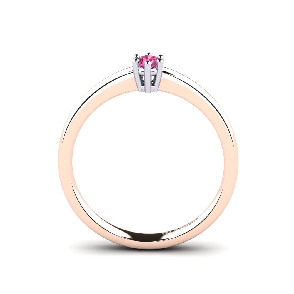 18ct Rose & White Gold Pink Tourmaline Women's Ring Belva 0.1 crt