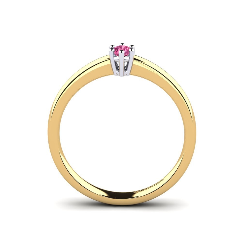 18ct Yellow & White Gold Pink Tourmaline Women's Ring Belva 0.1 crt