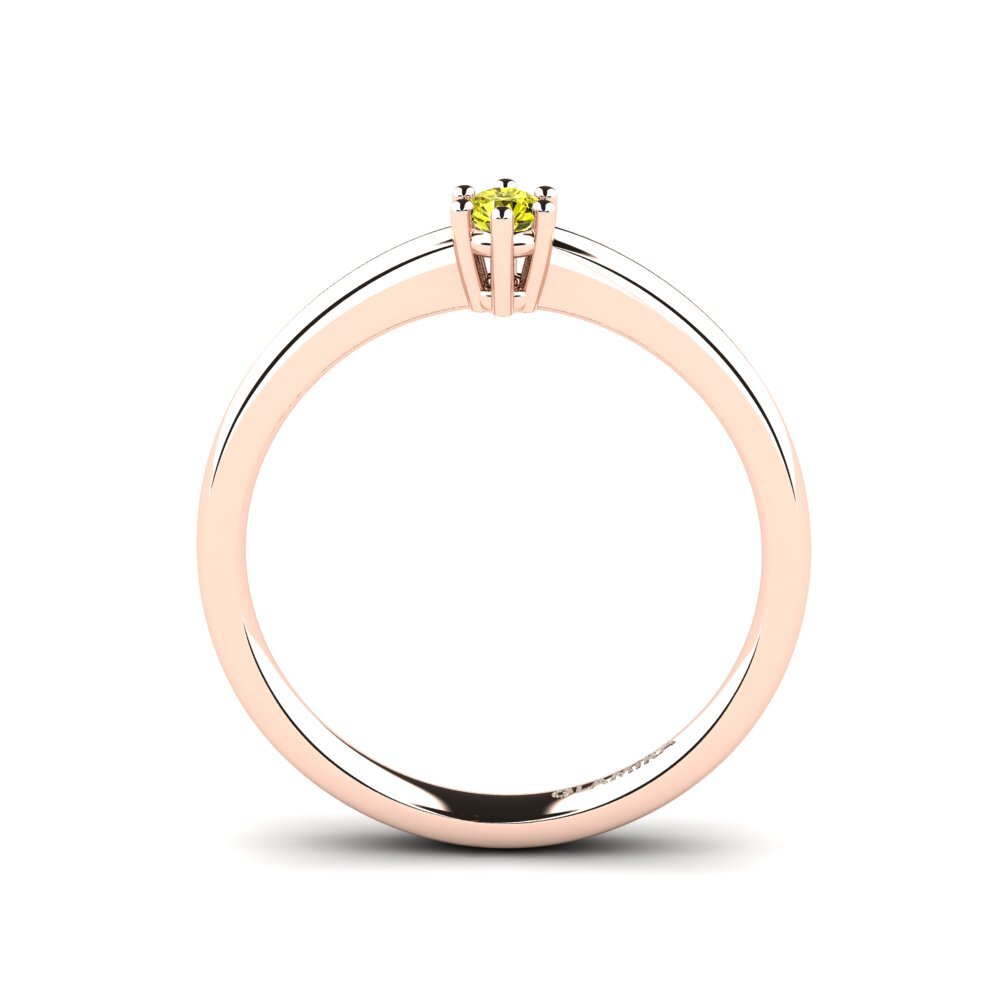 14ct Rose Gold Yellow Diamond Women's Ring Belva 0.1 crt