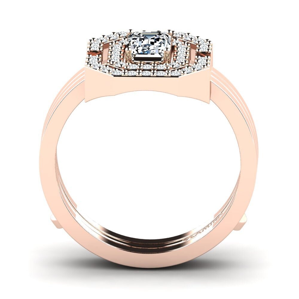 14K Rood Goud Smaragd Ringen Belys SET