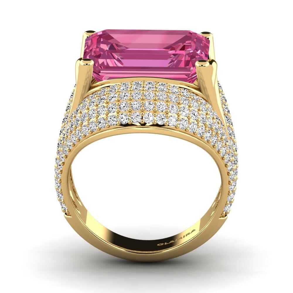 14k Oro Amarillo Turmalina rosa Anillo de compromiso Benvolio