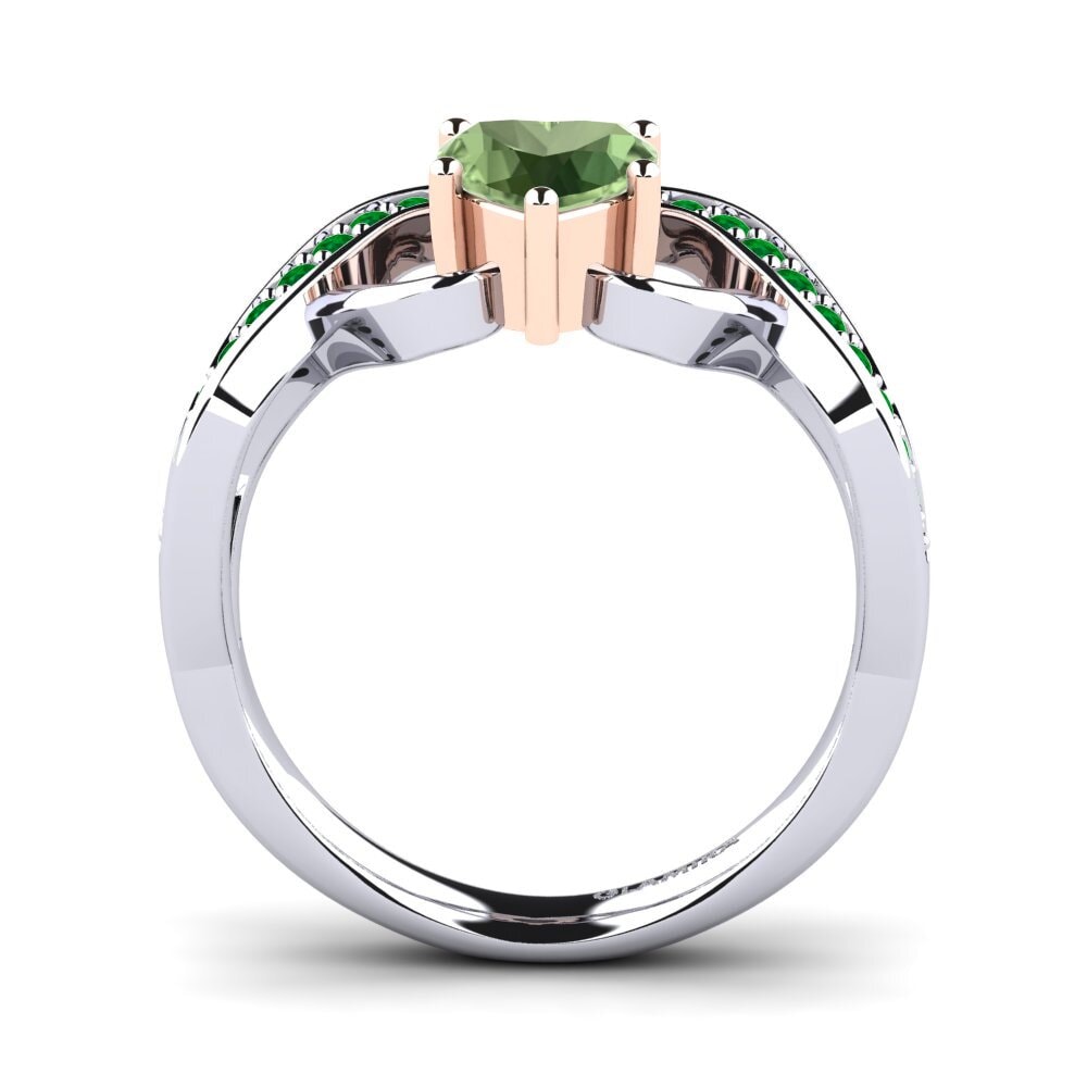 14ct White / Rose Gold Green Sapphire Engagement Ring Berafia