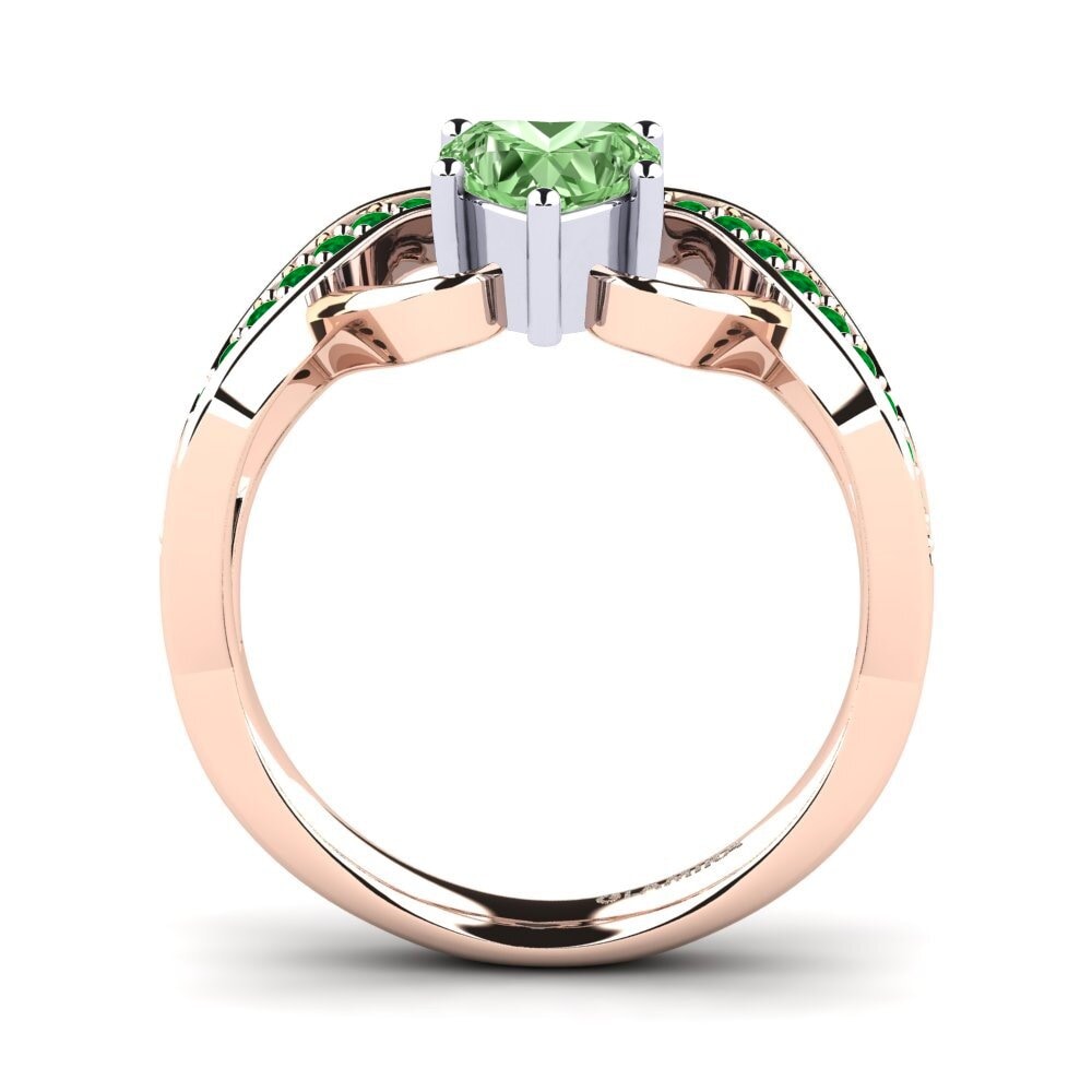 14ct Rose / White Gold Green Diamond Engagement Ring Berafia