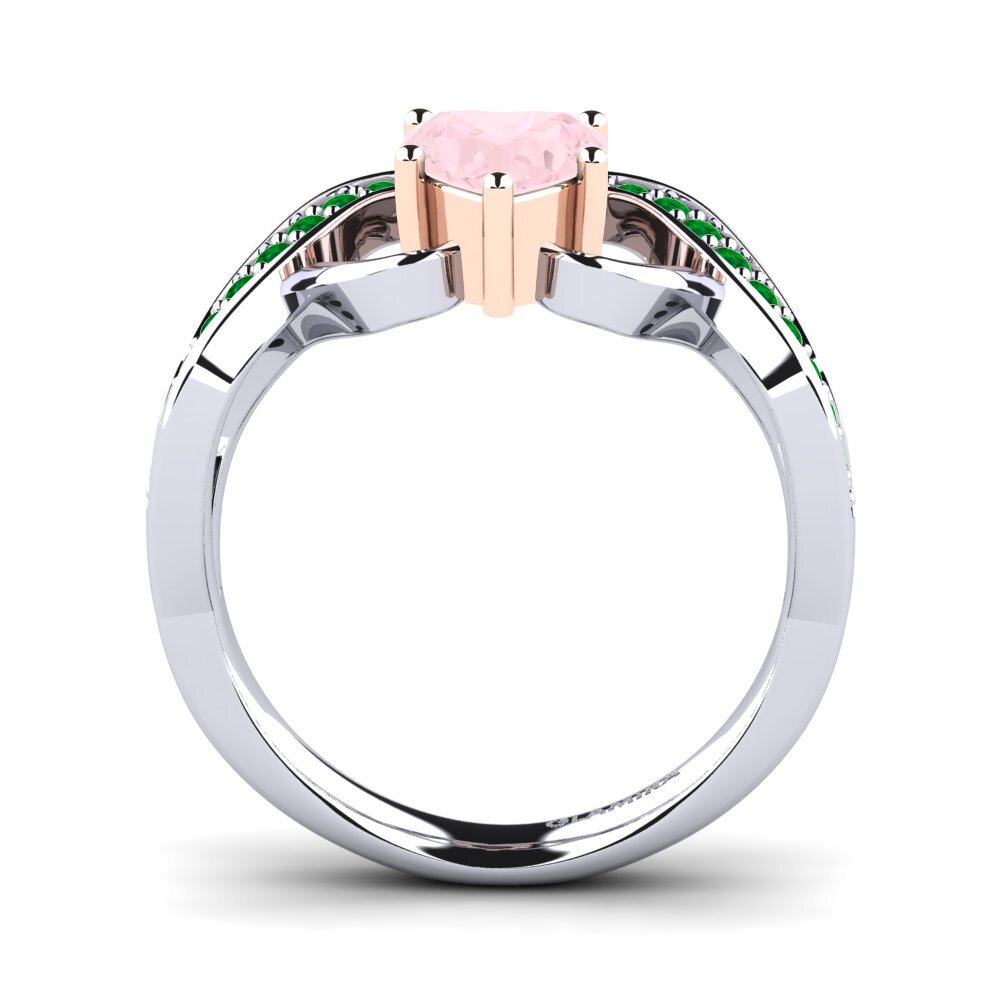 14ct White / Rose Gold Rose Quartz Engagement Ring Berafia