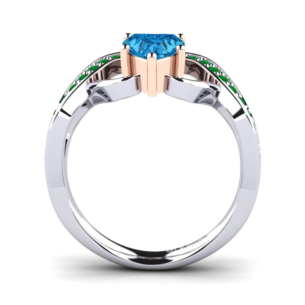 14ct White / Rose Gold Blue Topaz Engagement Ring Berafia