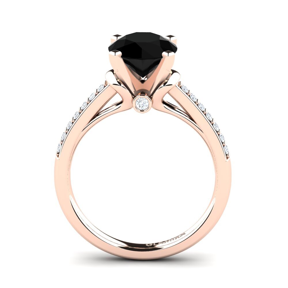 14ct Rose Gold Black Onyx Engagement Ring Berdina 2.0 crt