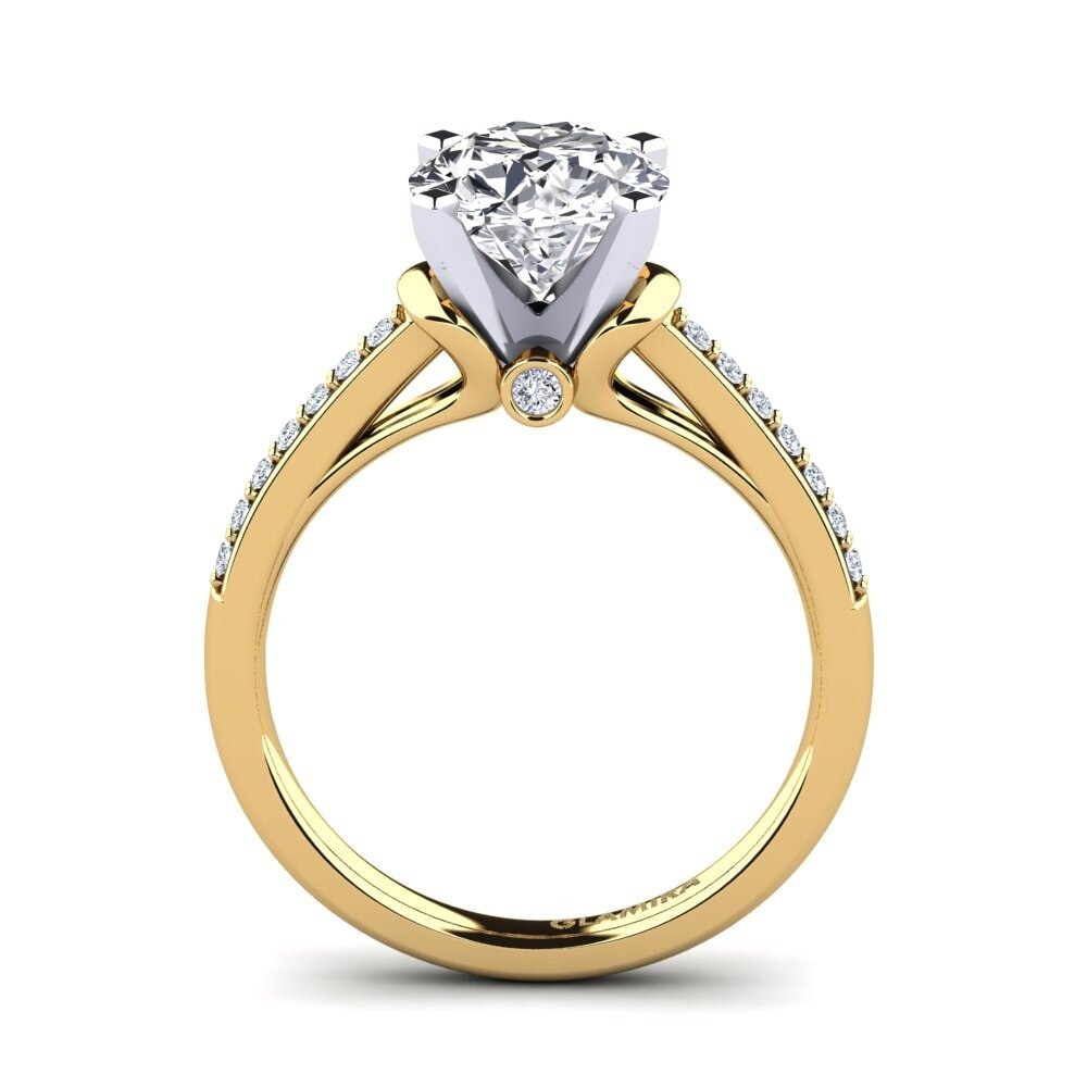 14k Oro Amarillo & Blanco Anillo de compromiso Berdina 2.0 crt