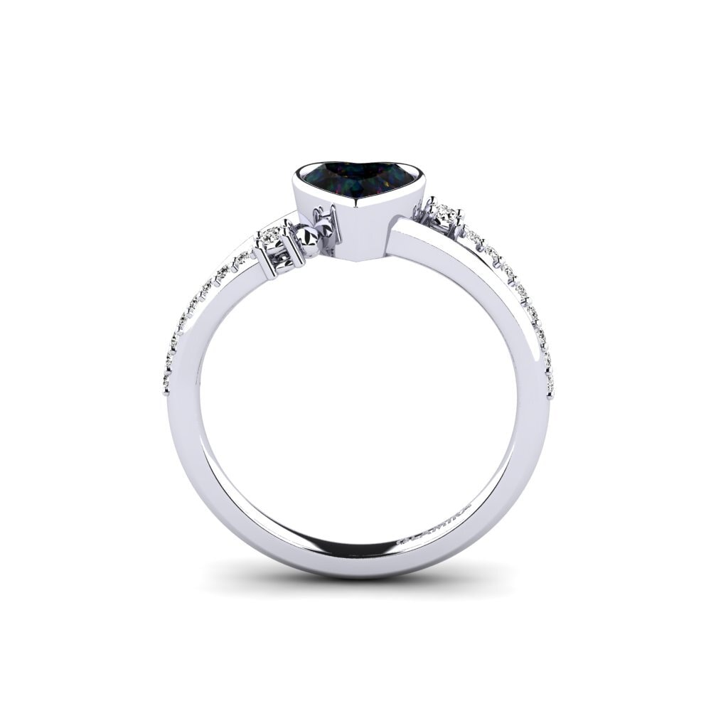 14k White Gold Black Opal Engagement Ring Beriyman - Heart