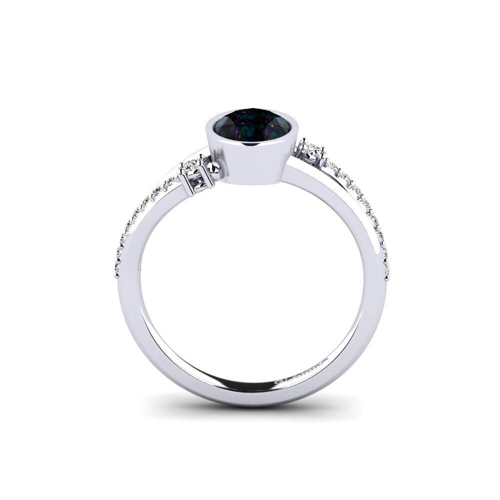 14k White Gold Black Opal Engagement Ring Beriyman - Oval