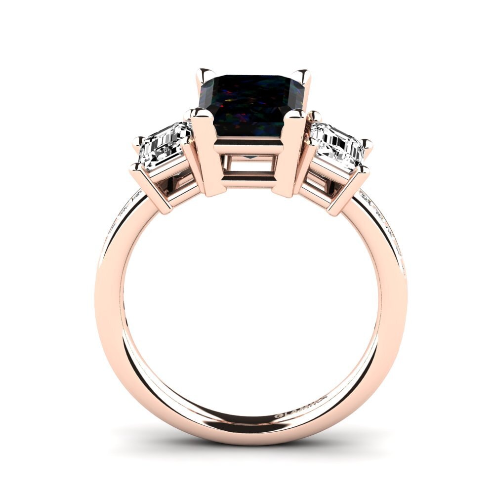 14k Oro Rosa Opalo Negro Anillo de compromiso Bernie