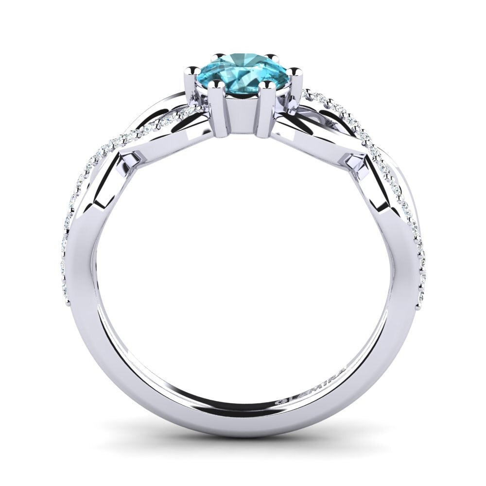 Round Blue Zircon Women's Ring Bifige