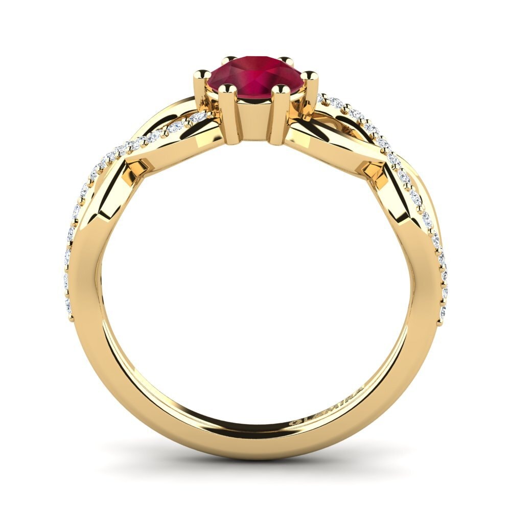 14ct Yellow Gold Ruby Women's Ring Bifige