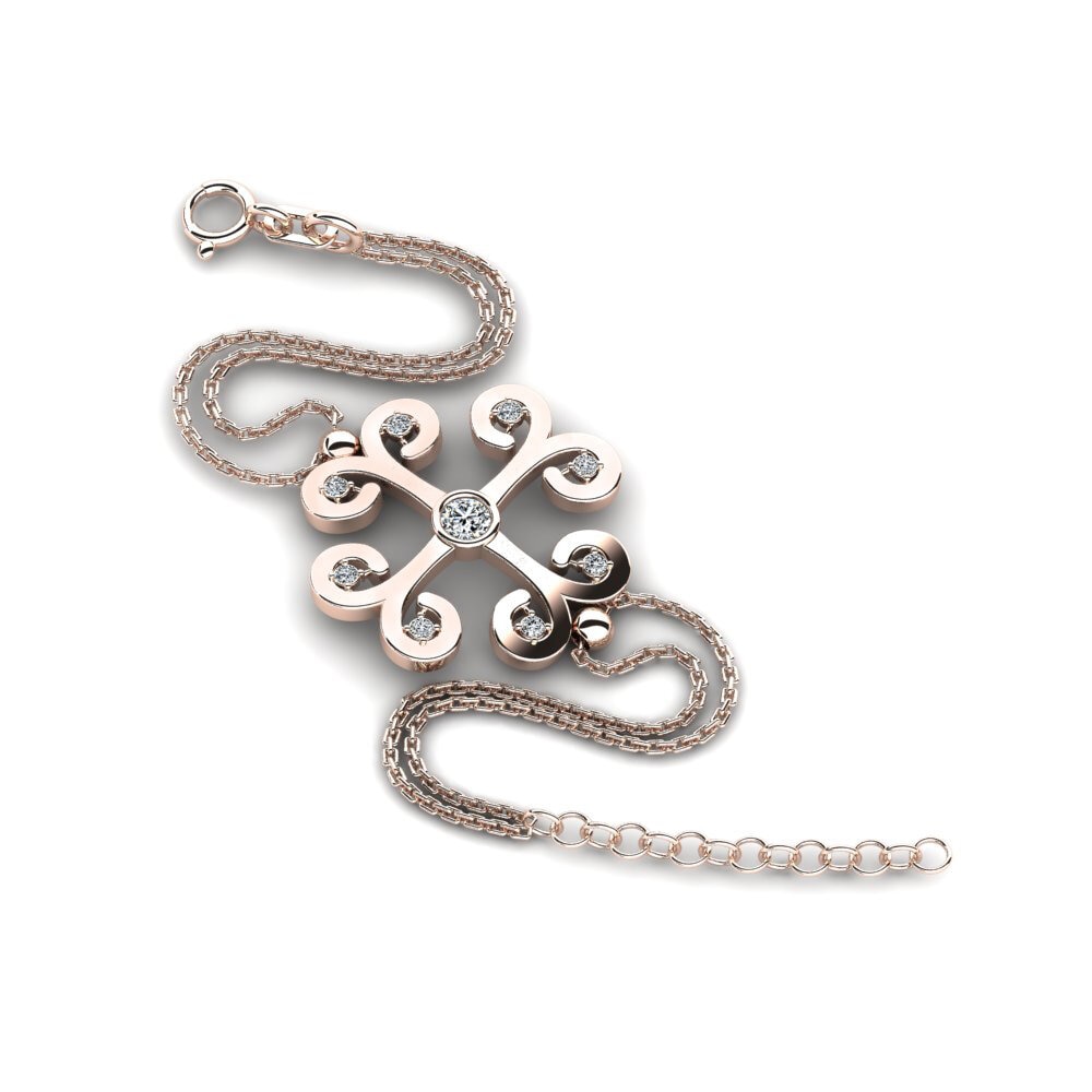 Bracelet En Zirconite Rose - Longueur 18 Cm, Acier Chirurgical - Occasion - Style Bracelet De Compte