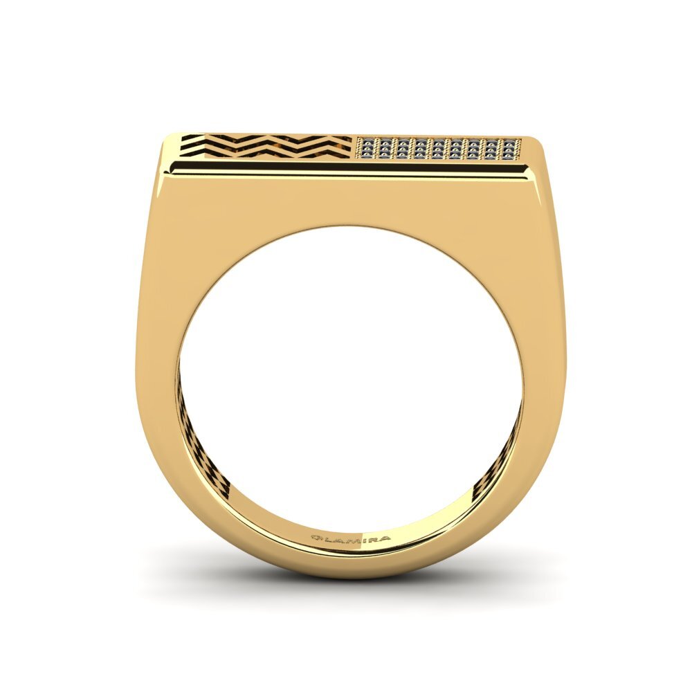 Oro Giallo 585 Onice Nero Anello da uomo Bisogno