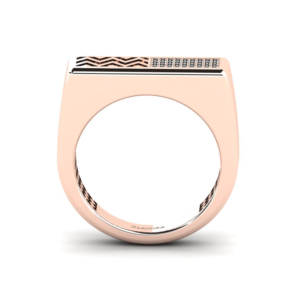 14ct Rose Gold Black Diamond Men's Ring Bisogno