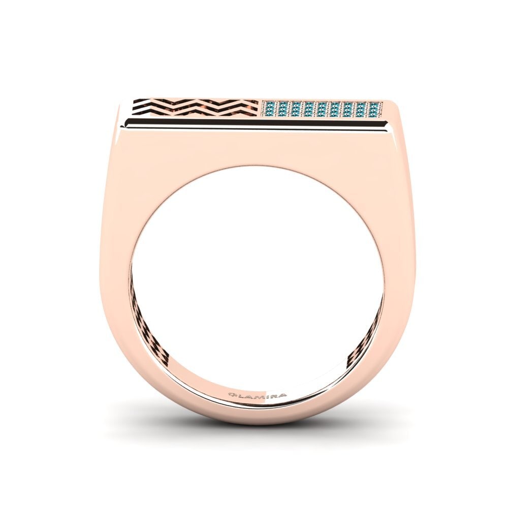 Oro Rosso 585 Diamante Blu Anello da uomo Bisogno