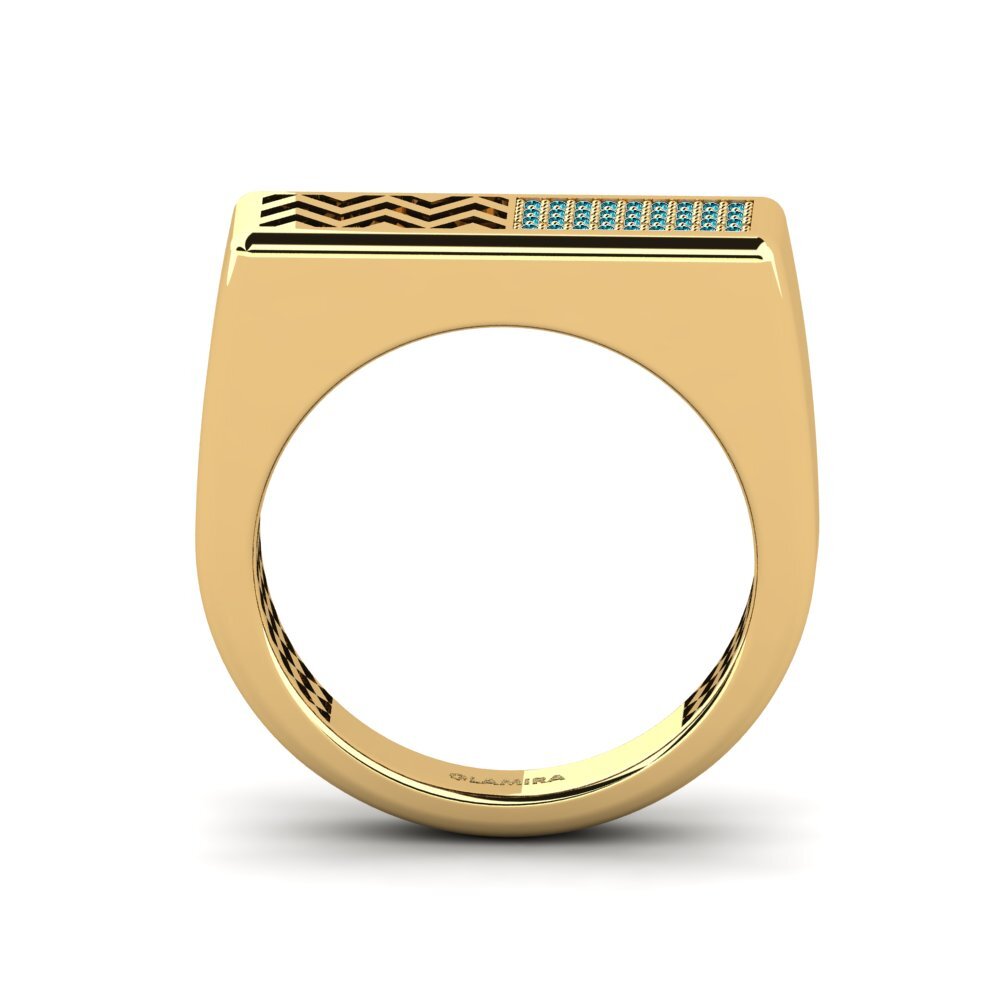 9ct Yellow Gold Blue Diamond Men's Ring Bisogno
