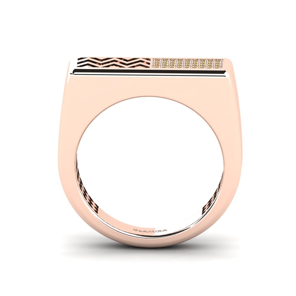 Oro Rosso 585 Diamante Marrone Anello da uomo Bisogno